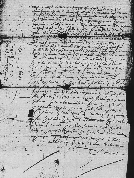 Will of Eustance Whitney of Clifford, 1599 Page 4.jpg